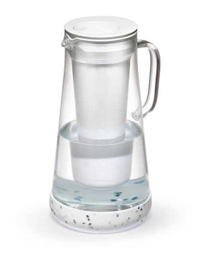 LifeStraw Home 7-Cup Glass water filter pitcher in Terrazzo with speckled base