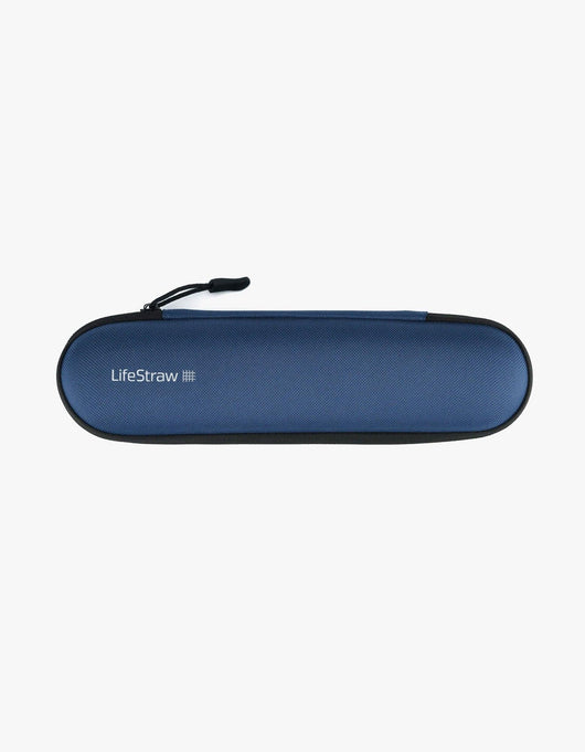 LifeStraw Personal Straw Filter Carry Case in Mountain Blue, zippered case for the water filter straw, closed