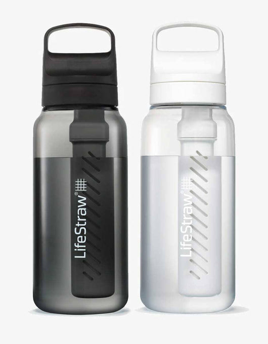 LifeStraw Go Series 1L water filter bottle 2-pack in Nordic Noir and Polar White