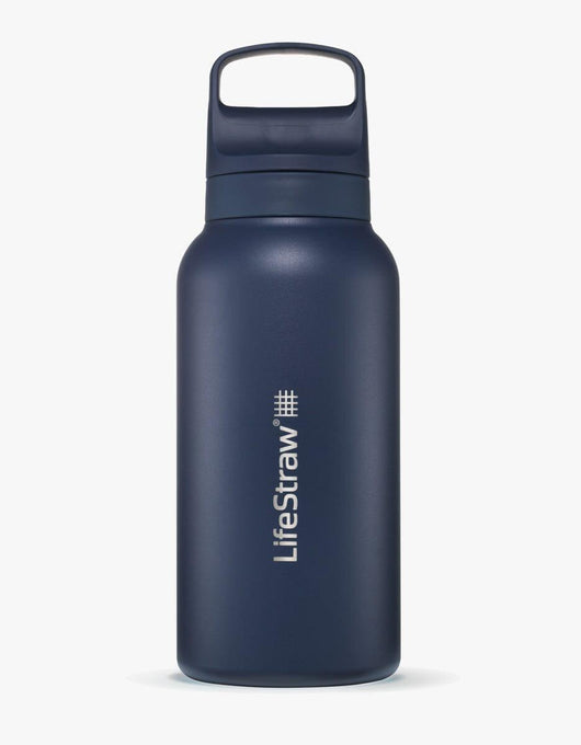LifeStraw Go Series Stainless Steel 1L water filter bottle in Aegean Sea
