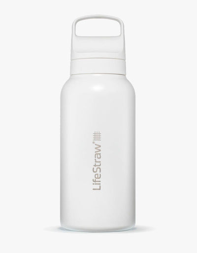 LifeStraw Go Series Stainless Steel 1L water filter bottle in Polar White