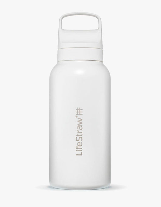 LifeStraw Go Series Stainless Steel 1L water filter bottle in Polar White