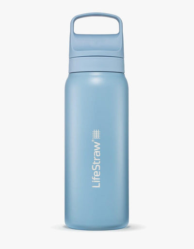 LifeStraw Go Series Stainless Steel 24 oz water filter bottle in Icelandic Blue