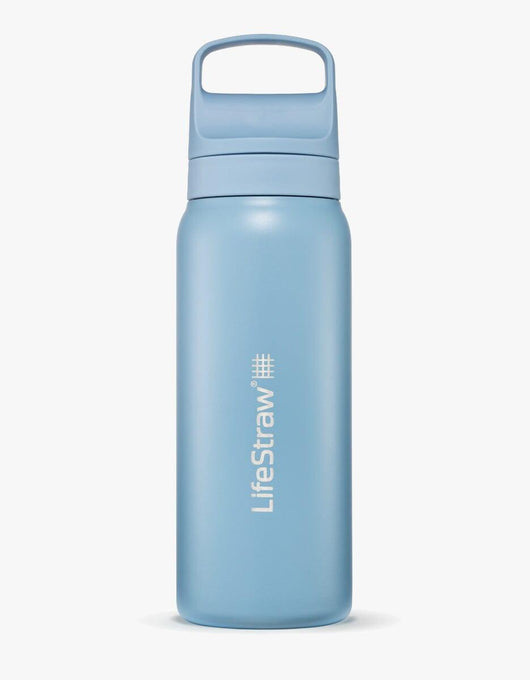 LifeStraw Go Series Stainless Steel 24 oz water filter bottle in Icelandic Blue