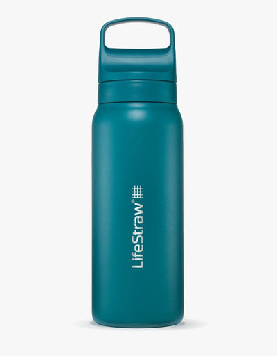 LifeStraw Go Series Stainless Steel 24 oz water filter bottle in Laguna Teal