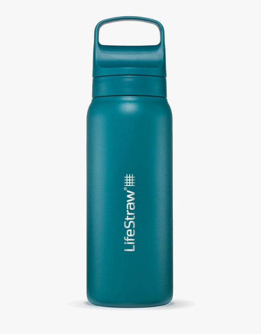LifeStraw Go Series Stainless Steel 24 oz water filter bottle in Laguna Teal