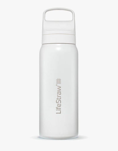 LifeStraw Go Series Stainless Steel 24 oz water filter bottle in Polar White
