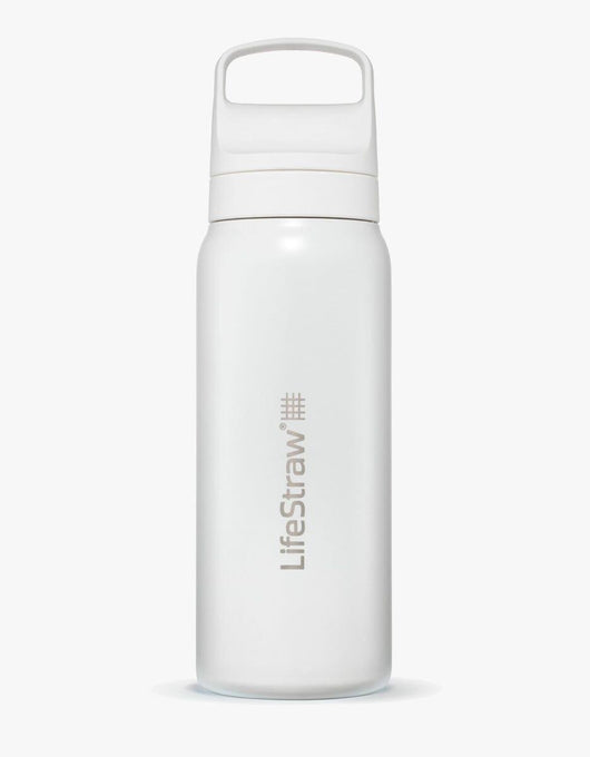 LifeStraw Go Series Stainless Steel 24 oz water filter bottle in Polar White