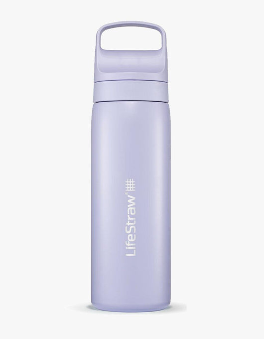 LifeStraw Go Series Stainless Steel 18 oz water filter bottle in Provence Purple