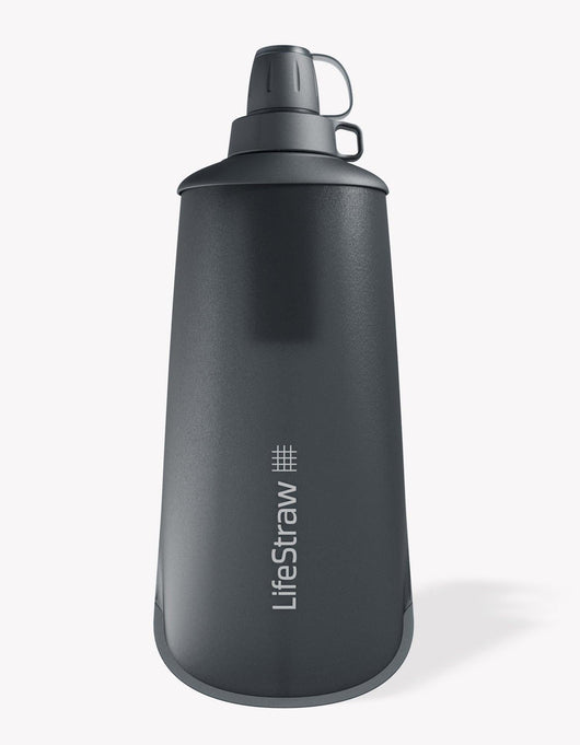 LifeStraw Peak Series Collapsible Squeeze 1L Bottle with Filter in Dark Mountain Gray