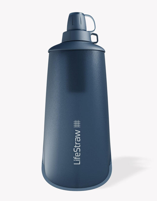 LifeStraw Peak Series Collapsible Squeeze 1L Bottle with Filter in Mountain Blue