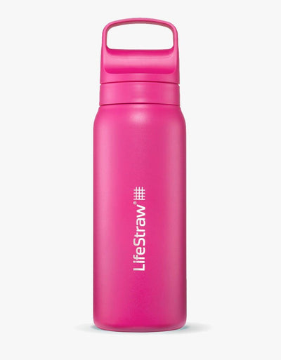 LifeStraw Go Series Stainless Steel 24 oz water filter bottle in Orchid Pink