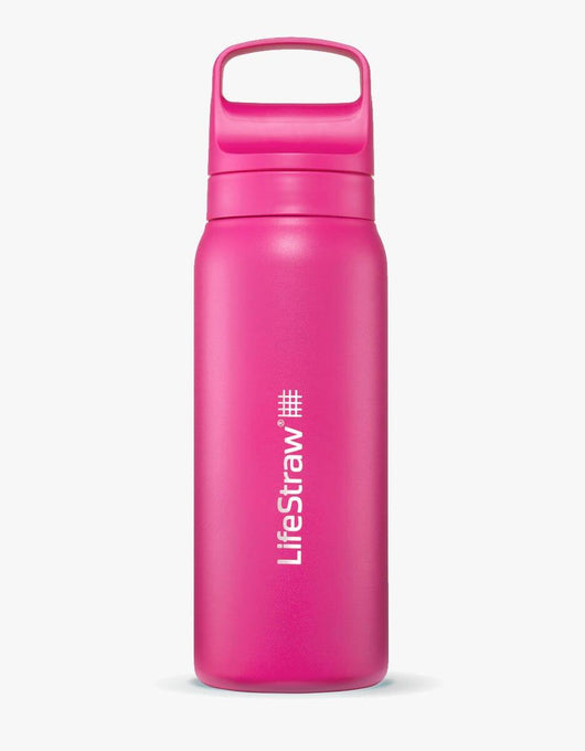 LifeStraw Go Series Stainless Steel 24 oz water filter bottle in Orchid Pink