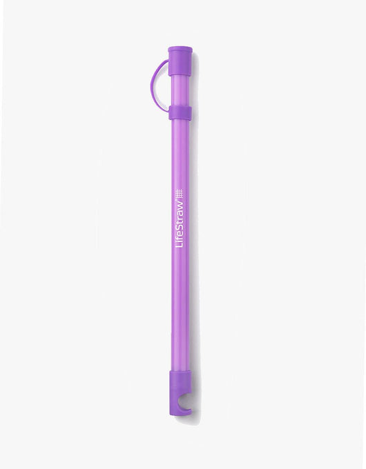 LifeStraw Sip Essential water filter straw in Thistle, capped with carry loop attached