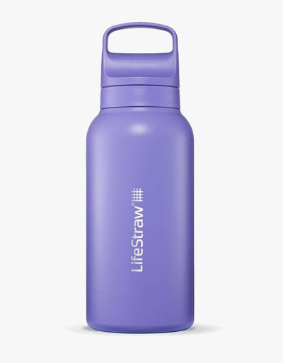 LifeStraw Go Series Stainless Steel 1L water filter bottle in Thistle Purple