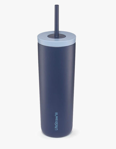 LifeStraw Go Series Tumbler 18 oz water filter tumbler in Aegean Sea with light blue straw lid