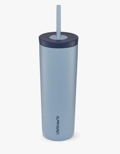 LifeStraw Go Series Tumbler 18 oz water filter tumbler in Icelandic Blue with straw lid