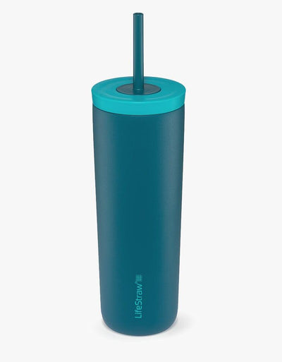 LifeStraw Go Series Tumbler 18 oz water filter tumbler in Laguna Teal with matching straw lid