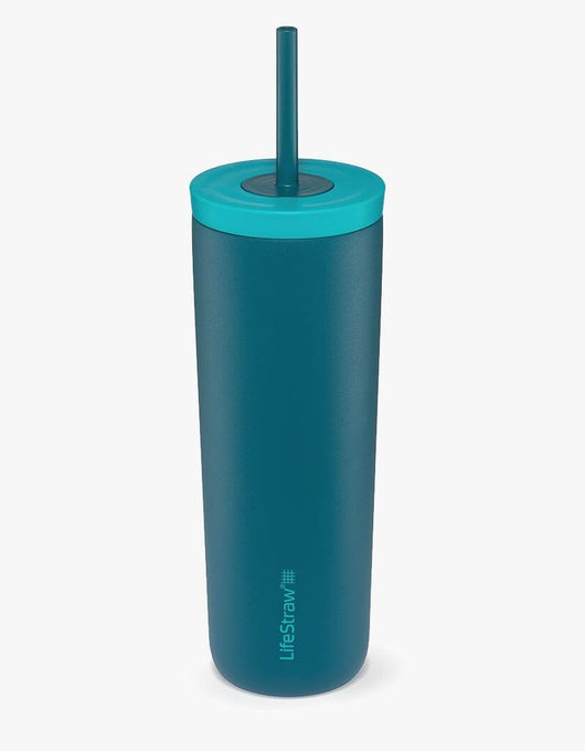 LifeStraw Go Series Tumbler 18 oz water filter tumbler in Laguna Teal with matching straw lid