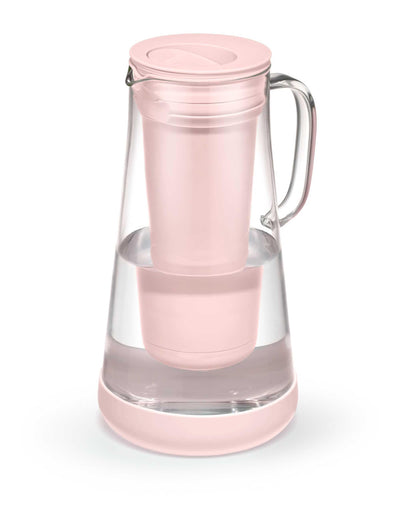 LifeStraw Home 7-Cup Glass water filter pitcher in Pink Bubble