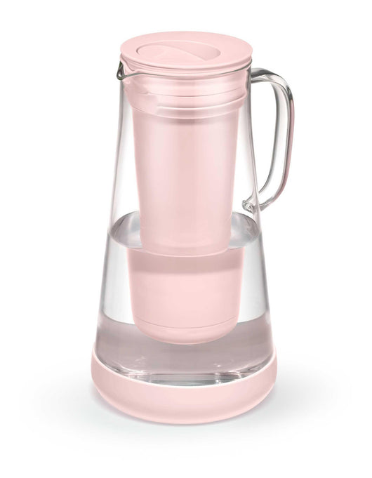 LifeStraw Home 7-Cup Glass water filter pitcher in Pink Bubble