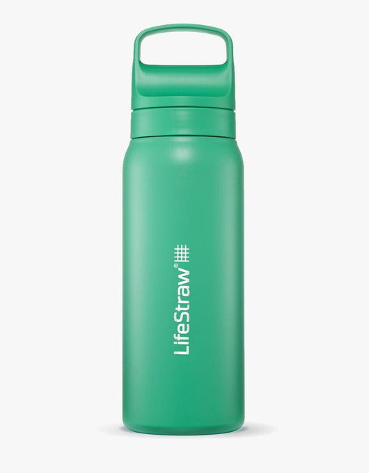 LifeStraw Go Series Stainless Steel 24 oz water filter bottle in Cactus Green