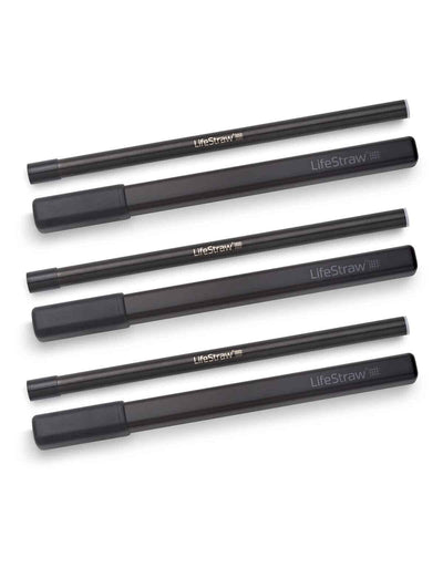 LifeStraw Sip 3-Pack in Obsidian, three black water filter straws with matching black carry cases
