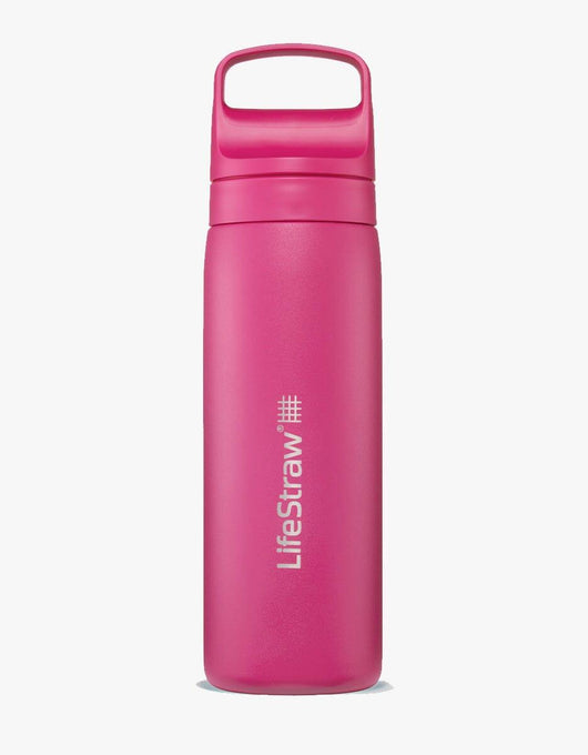 LifeStraw Go Series Stainless Steel 18 oz water filter bottle in Orchid Pink